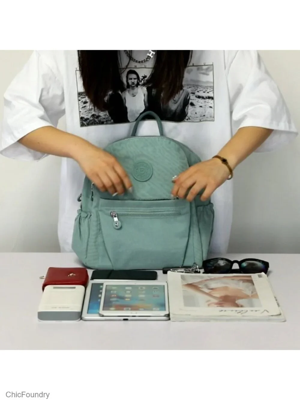 Mini Nylon Backpack Purse Lightweight Waterproof Travel Multi-Pockets